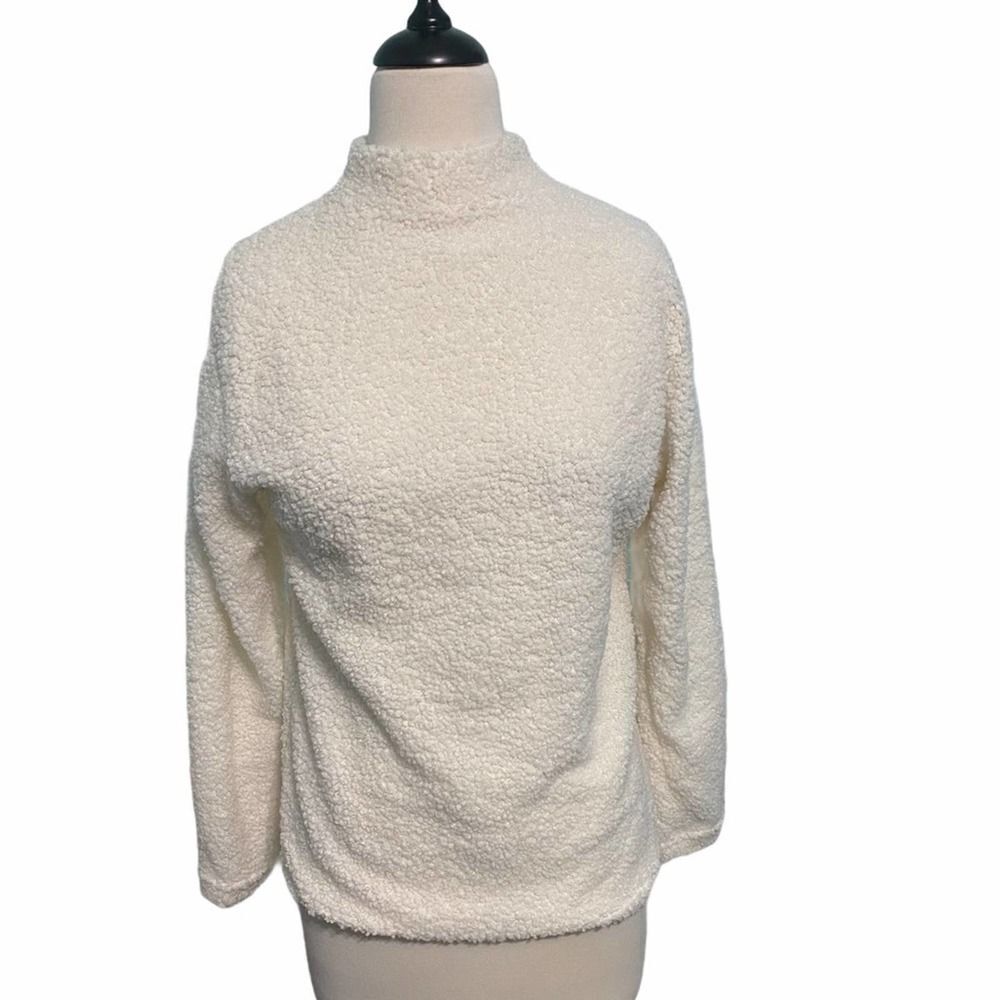 ‎Sherpa Turtleneck Pullover Sweater Cream Large